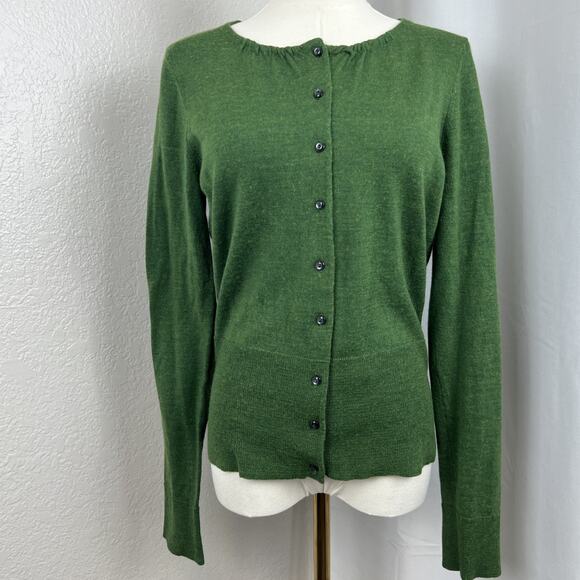 The Limited Sweaters - Y2K The Limited Sweater Womens Large Green Wool Blend Cardigan Preppy Schoolgirl